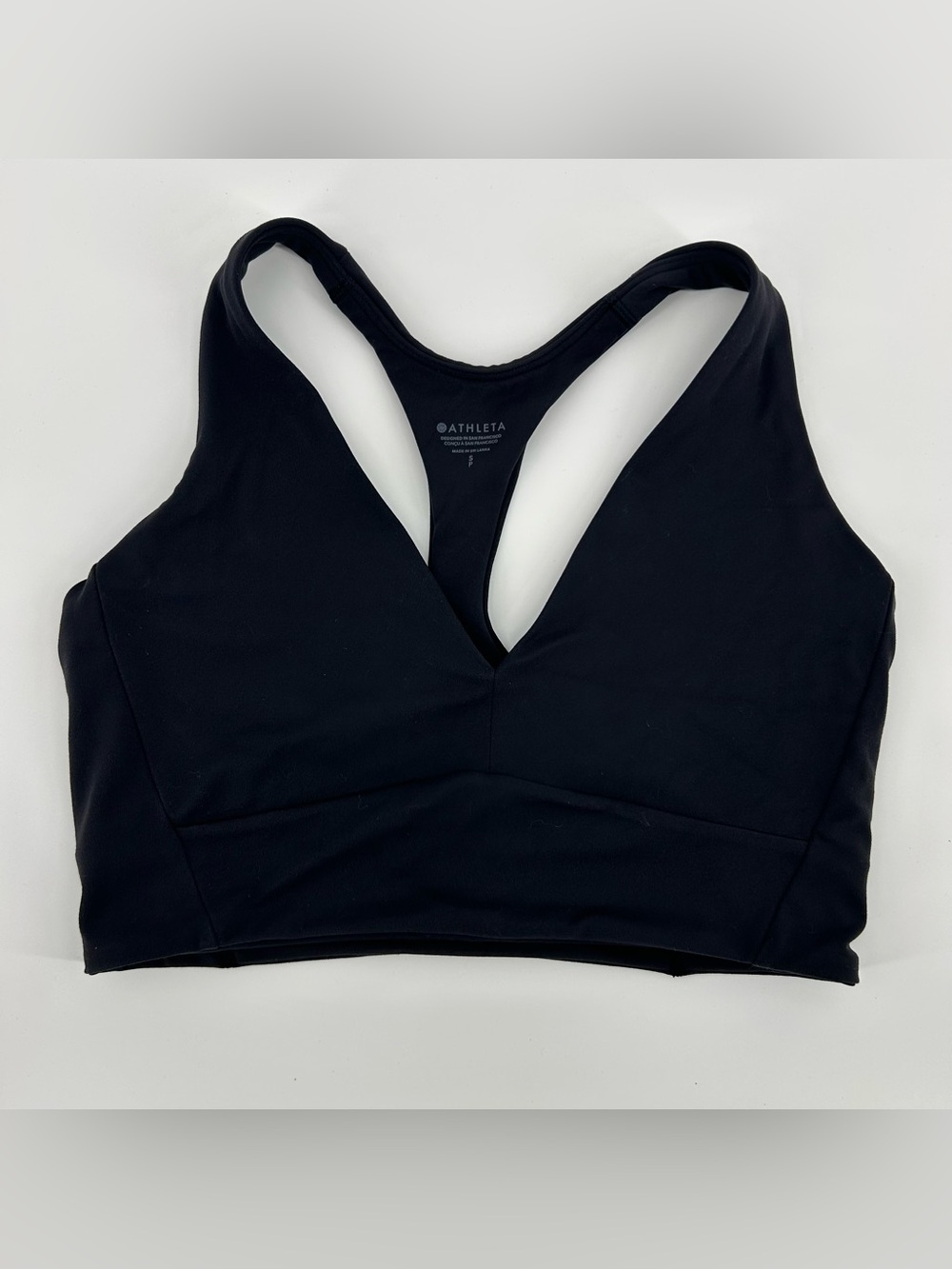 Athleta Transcend Longline Bra Black Womens Small S Racerback Sports Bra
